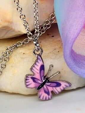 ❤️ Macy's Jewelry Purple Little Butterfly Designer Minimalist Necklace